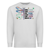 Dove Grey dragonfly smile tink give laugh love dream Premium Sweatshirt - MaliasSmallBusiness