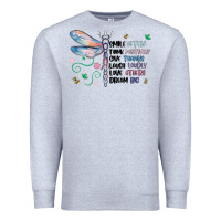 Heather Grey dragonfly smile tink give laugh love dream Premium Sweatshirt - MaliasSmallBusiness