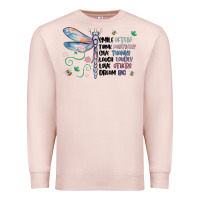 Pale Pink dragonfly smile tink give laugh love dream Premium Sweatshirt - MaliasSmallBusiness