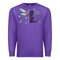Purple dragonfly smile tink give laugh love dream Premium Sweatshirt - MaliasSmallBusiness