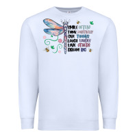 White dragonfly smile tink give laugh love dream Premium Sweatshirt - MaliasSmallBusiness