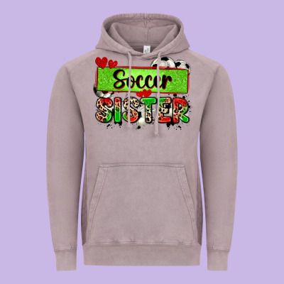 Soccer Sister With Leopard Vintage Hoodie Designed By Zillion Design Studio