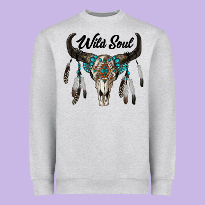 Wild Soul Boho Skull Heavyweight Sweatshirt Designed By Ranaportraitstore