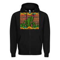 Black sunflowers turquoise serape cactus tumbler Zipper Hoodie - Artiststas