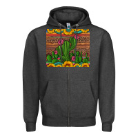 Charcoal Heather sunflowers turquoise serape cactus tumbler Zipper Hoodie - Artiststas