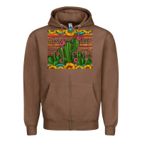Sunflowers Turquoise Serape Cactus Tumbler Zipper Hoodie | Teevron