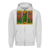 Dove Grey sunflowers turquoise serape cactus tumbler Zipper Hoodie - Artiststas