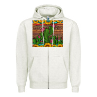 Oatmeal Heather sunflowers turquoise serape cactus tumbler Zipper Hoodie - Artiststas