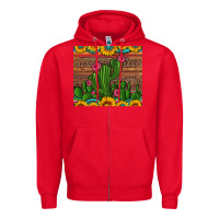 Red sunflowers turquoise serape cactus tumbler Zipper Hoodie - Artiststas
