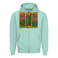 Seafoam sunflowers turquoise serape cactus tumbler Zipper Hoodie - Artiststas