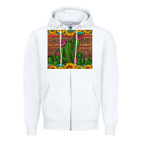 White sunflowers turquoise serape cactus tumbler Zipper Hoodie - Artiststas