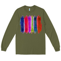 Army Green Colored Jute Brush Strokes Long Sleeve Tee - Bettercallsaul