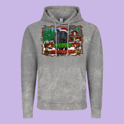 Merry Christmas Black Angus Cattle And Farm Vintage Hoodie Designed By Ranaportraitstore