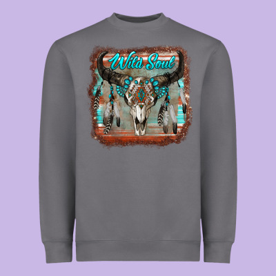 Wild Soul Boho Skull With Background Heavyweight Sweatshirt Designed By Ranaportraitstore