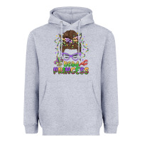 Heather Grey bead princess messy bun mardi gras Heavyweight Hoodie - MaliasSmallBusiness