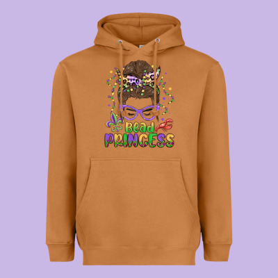 Bead Princess Messy Bun Mardi Gras Heavyweight Hoodie Designed By Maliassmallbusiness