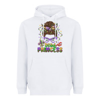 White bead princess messy bun mardi gras Heavyweight Hoodie - MaliasSmallBusiness