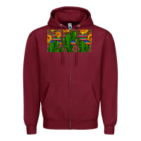 Burgundy sunflowers and cactus license plate Zipper Hoodie - Artiststas