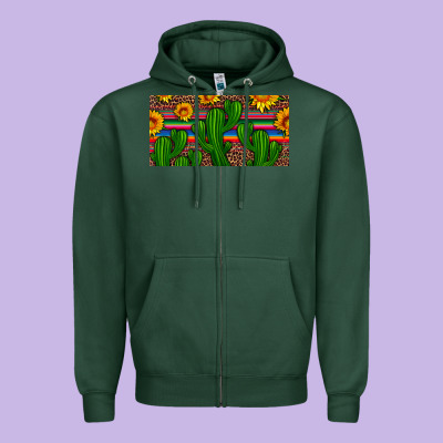 Sunflowers And Cactus License Plate Zipper Hoodie Designed By Artiststas