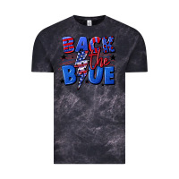 Cloud Black Back the blue with lightning bolt 4th of july Vintage Tee - CowGirlArtShop