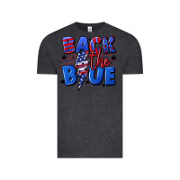 Vintage Black Back the blue with lightning bolt 4th of july Vintage Tee - CowGirlArtShop