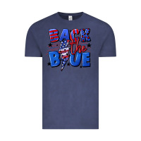 Vintage Denim Back the blue with lightning bolt 4th of july Vintage Tee - CowGirlArtShop