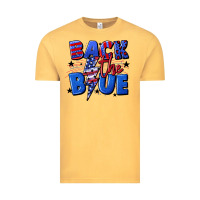 Vintage Mustard Back the blue with lightning bolt 4th of july Vintage Tee - CowGirlArtShop