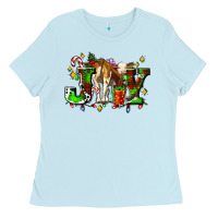 Baby Blue joy with baby cow and christmas gifts mistletoe Ladies Tee - AdoDesignShop