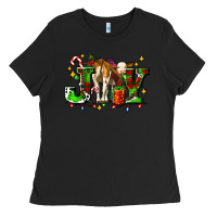 Black joy with baby cow and christmas gifts mistletoe Ladies Tee - AdoDesignShop