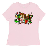 Bubblegum Pink joy with baby cow and christmas gifts mistletoe Ladies Tee - AdoDesignShop