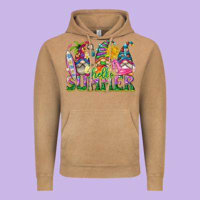 Hello Summer Gnome Vintage Hoodie Designed By Texasbilliewilder
