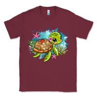 Burgundy ocean with turtle Classic Tee - AdoDesignShop