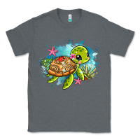 Charcoal Heather ocean with turtle Classic Tee - AdoDesignShop