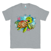 Heather Grey ocean with turtle Classic Tee - AdoDesignShop