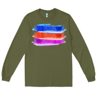 Army Green Blue Orange Purple Colored Triple Brush Strokes Long Sleeve Tee - Bettercallsaul