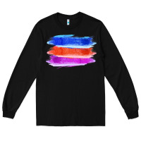 Black Blue Orange Purple Colored Triple Brush Strokes Long Sleeve Tee - Bettercallsaul