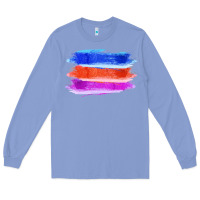 Colony Blue Blue Orange Purple Colored Triple Brush Strokes Long Sleeve Tee - Bettercallsaul