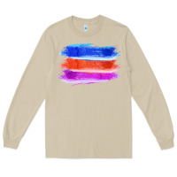 Mushroom Blue Orange Purple Colored Triple Brush Strokes Long Sleeve Tee - Bettercallsaul