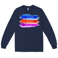 Navy Blue Orange Purple Colored Triple Brush Strokes Long Sleeve Tee - Bettercallsaul