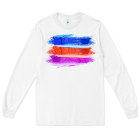 White Blue Orange Purple Colored Triple Brush Strokes Long Sleeve Tee - Bettercallsaul