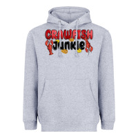 Heather Grey crawfish junkie Heavyweight Hoodie - MaliasSmallBusiness