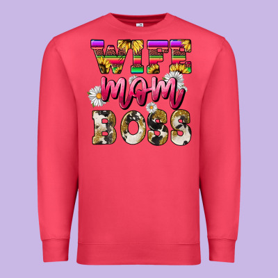 Wife Mom Boss Daisy Premium Sweatshirt Designed By Nancycooperartshop