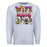 Heather Grey wife mom boss daisy Premium Sweatshirt - NancyCooperArtShop