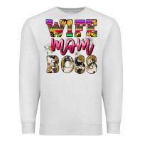 Oatmeal Heather wife mom boss daisy Premium Sweatshirt - NancyCooperArtShop