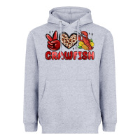 Heather Grey peace love crawfish Heavyweight Hoodie - MaliasSmallBusiness