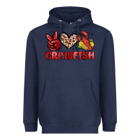 Navy peace love crawfish Heavyweight Hoodie - MaliasSmallBusiness