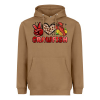 Toasted Coconut peace love crawfish Heavyweight Hoodie - MaliasSmallBusiness