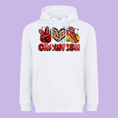 Peace Love Crawfish Heavyweight Hoodie Designed By Maliassmallbusiness