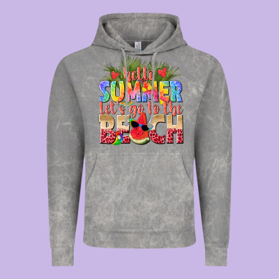 Hello Summer Lets Go To The Beach Vintage Hoodie Designed By Texasbilliewilder