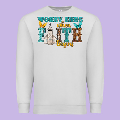 Worry Ends When Faith Begins Premium Sweatshirt Designed By Nancycooperartshop